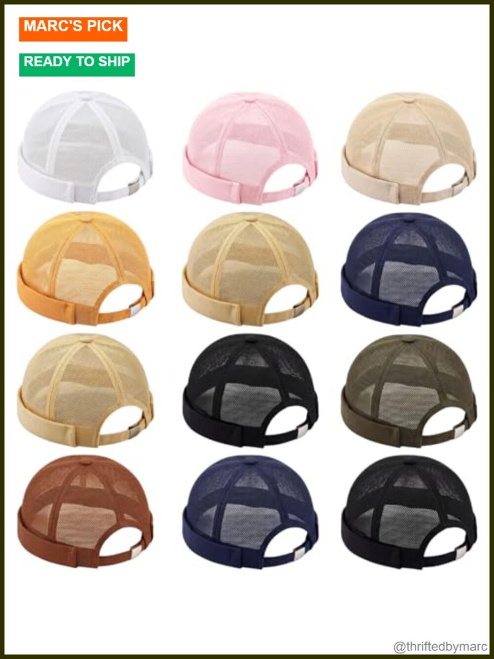 Brimless Docker Beanie Hat Adjustable 12 Pc Set Breathable Polyester